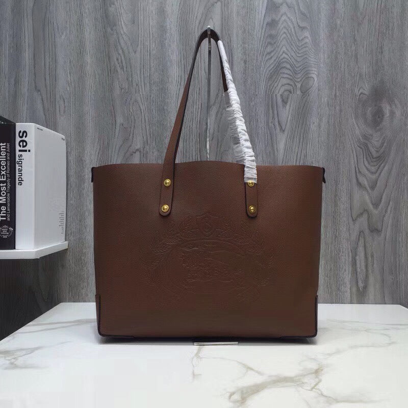 Top Quality Embossed Crest Tote For Women Brown Small Tote Bag
