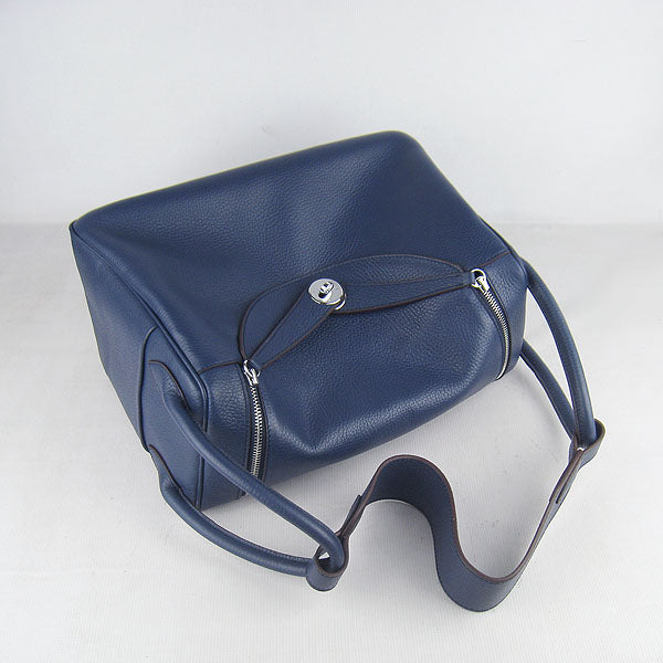Hermes Luxury Lindy Cm Handbag Dark Blue Silver Travel Bag