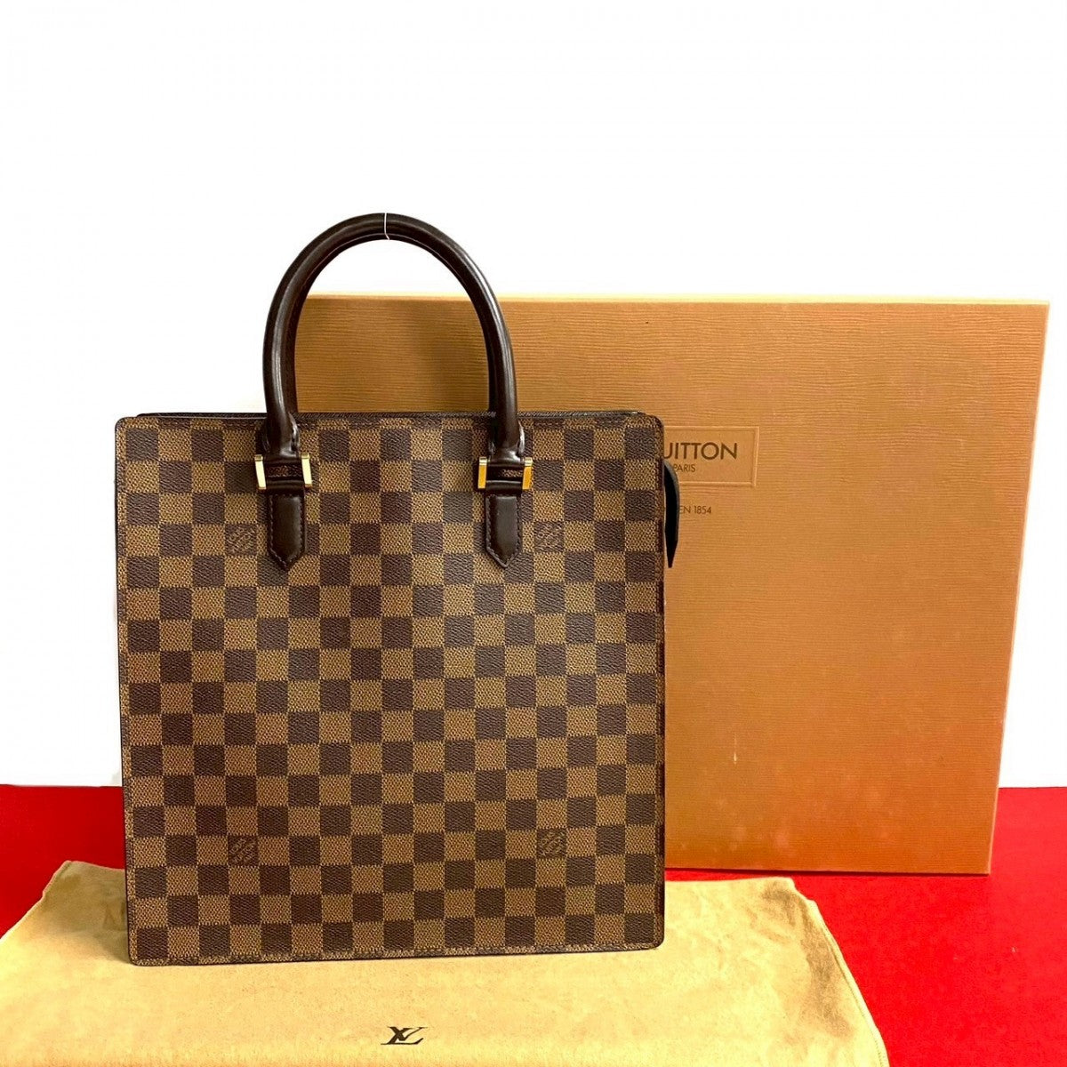 Louis Vuitton N51145 PVC Damier Venice PM Leather Brown Handbag 812K812