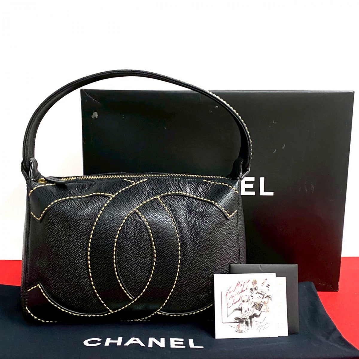 Chanel Matt caviar skin Wild stitch COCO Black Handbag