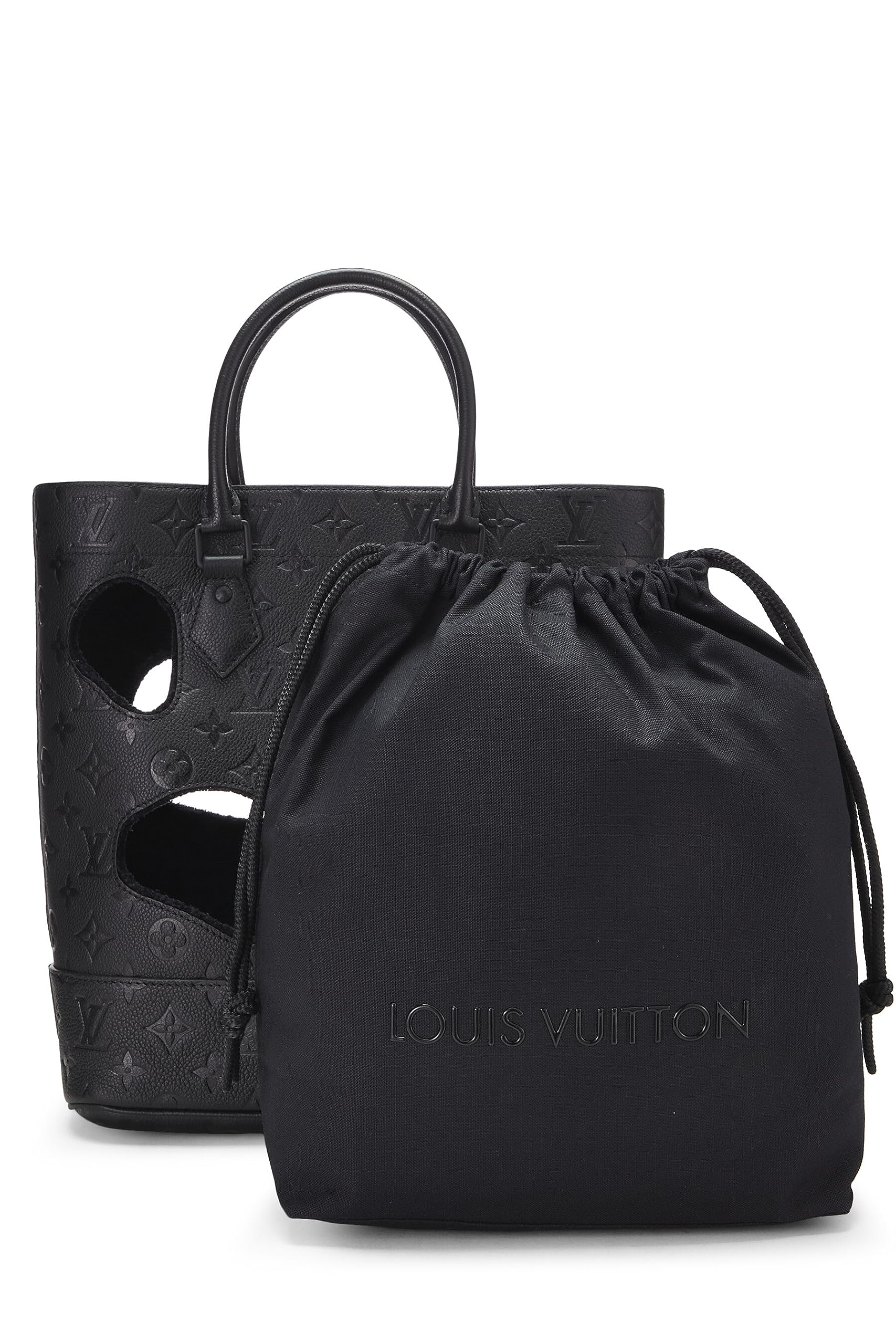 Louis Vuitton,  Comme des Garçons x Louis Vuitton Black Monogram Empreinte Bag with Holes PM, Black