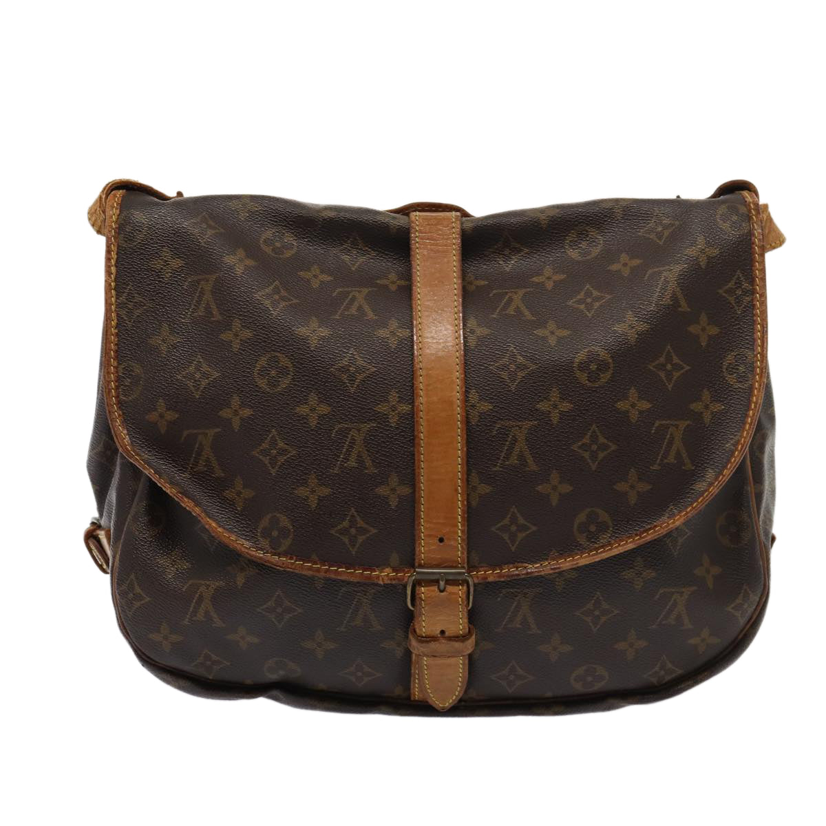 LOUIS VUITTON Monogram Saumur 35 Shoulder Bag M42254 LV Auth 81311