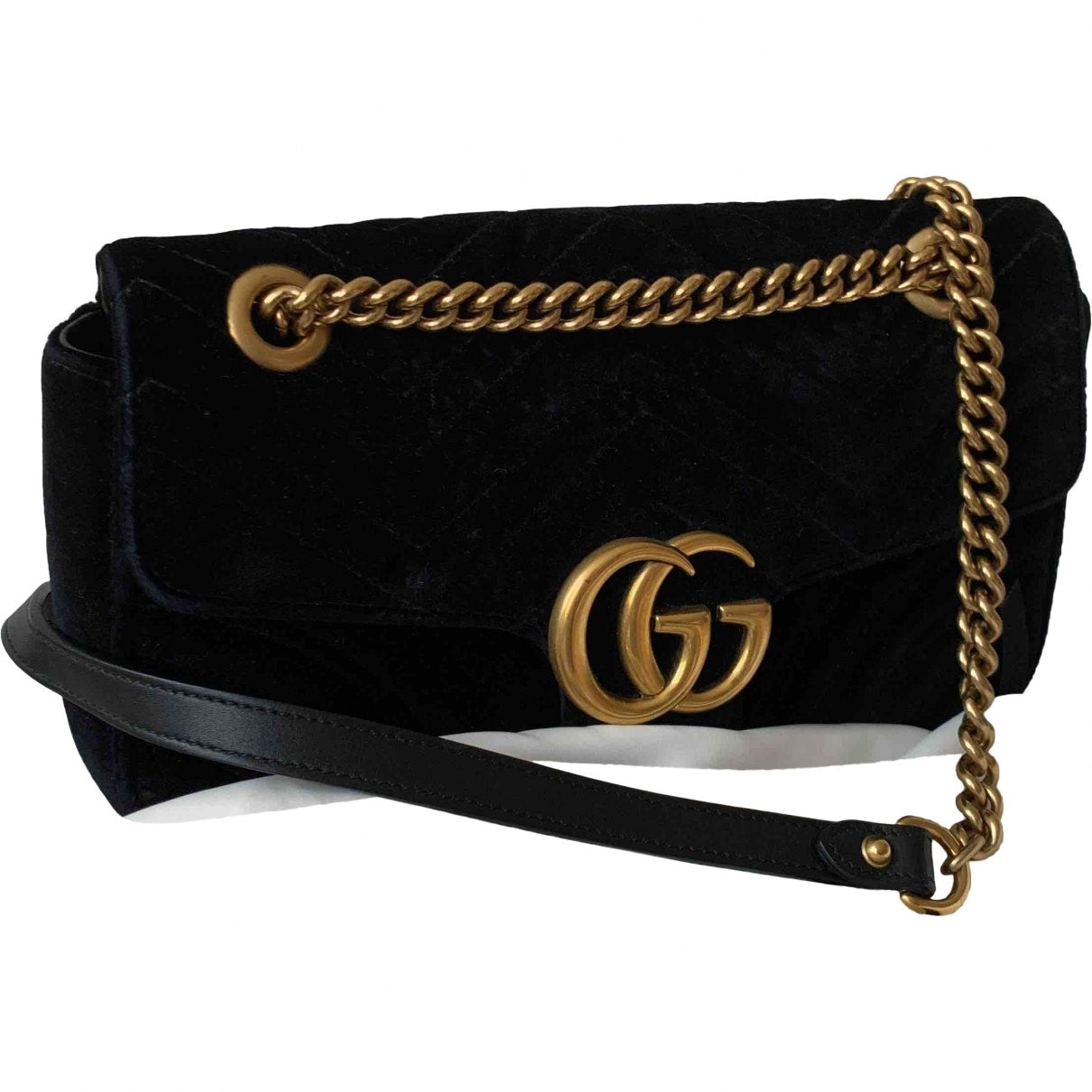 Gucci marmont black velvet handbag