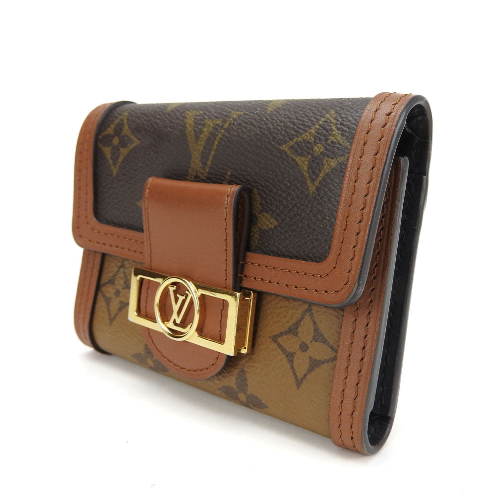 Louis Vuitton Tri-fold M68725 Portefeuille Daufine Compact Monogram Brown Wallet Case