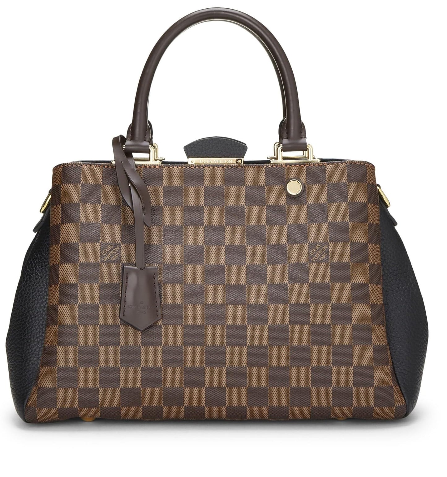 Louis Vuitton,  Damier Ebene Canvas & Cream Leather Brittany, Black