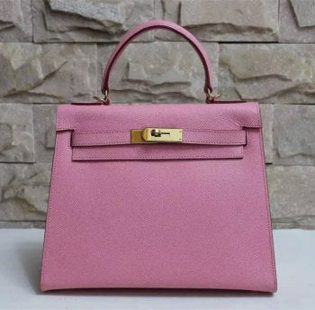 Hermes Luxury Kelly Cm Epsom Handbag Leather Pink Travel Bag