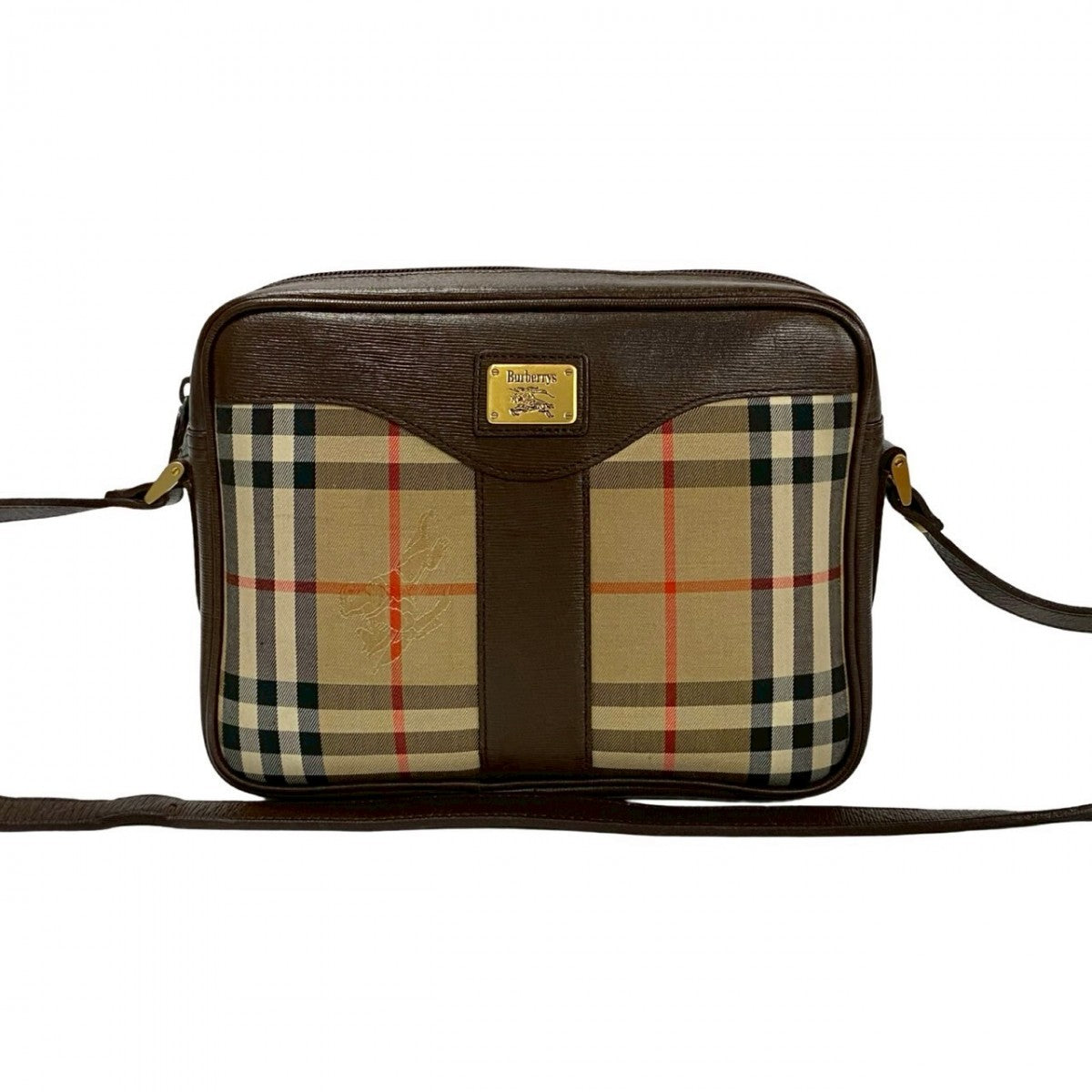 Burberry Shoulder Bag Nova Check Shadow Horse Women Leather Canvas Metal