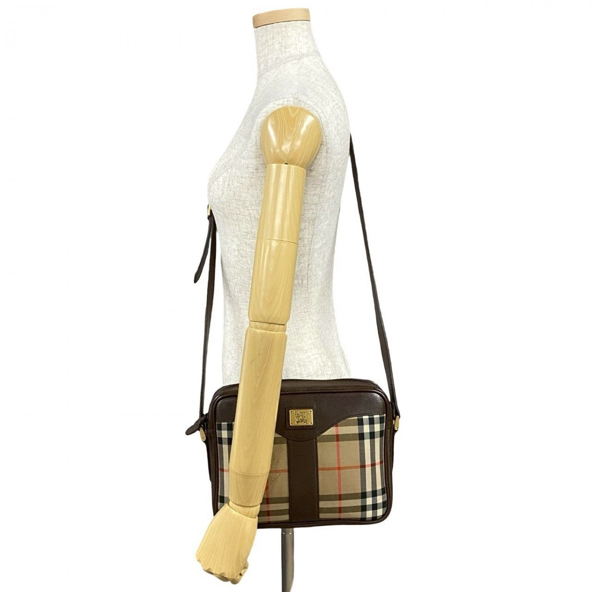 Burberry Shoulder Bag Nova Check Shadow Horse Women Leather Canvas Metal