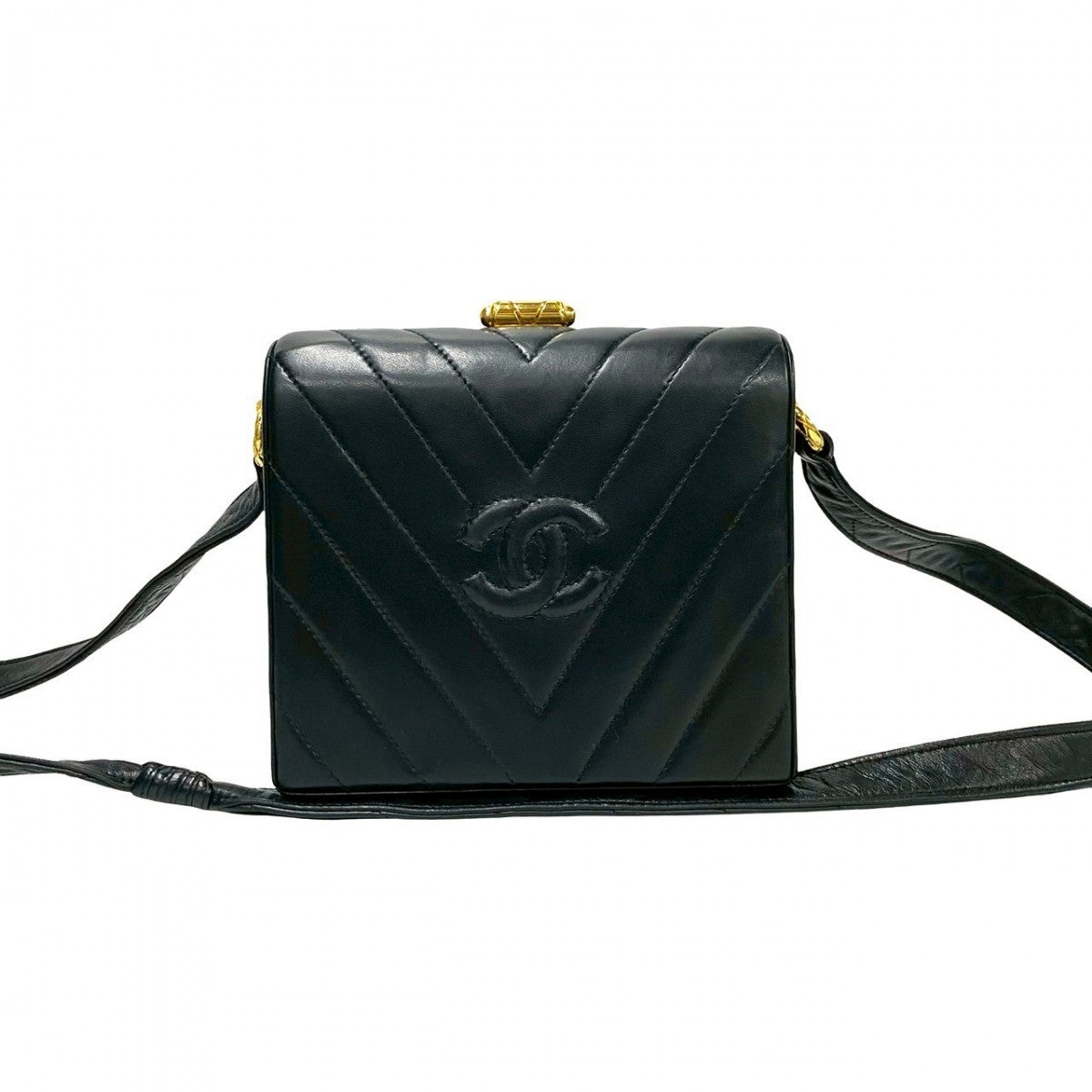 Chanel lambskin COCO Mark Vstitch Black Shoulder Bag
