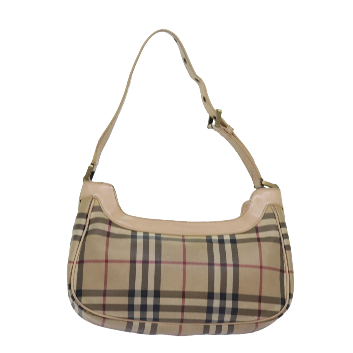 Burberry Luxury Nova Check Shoulder Bag Pvc Auth Leather Beige