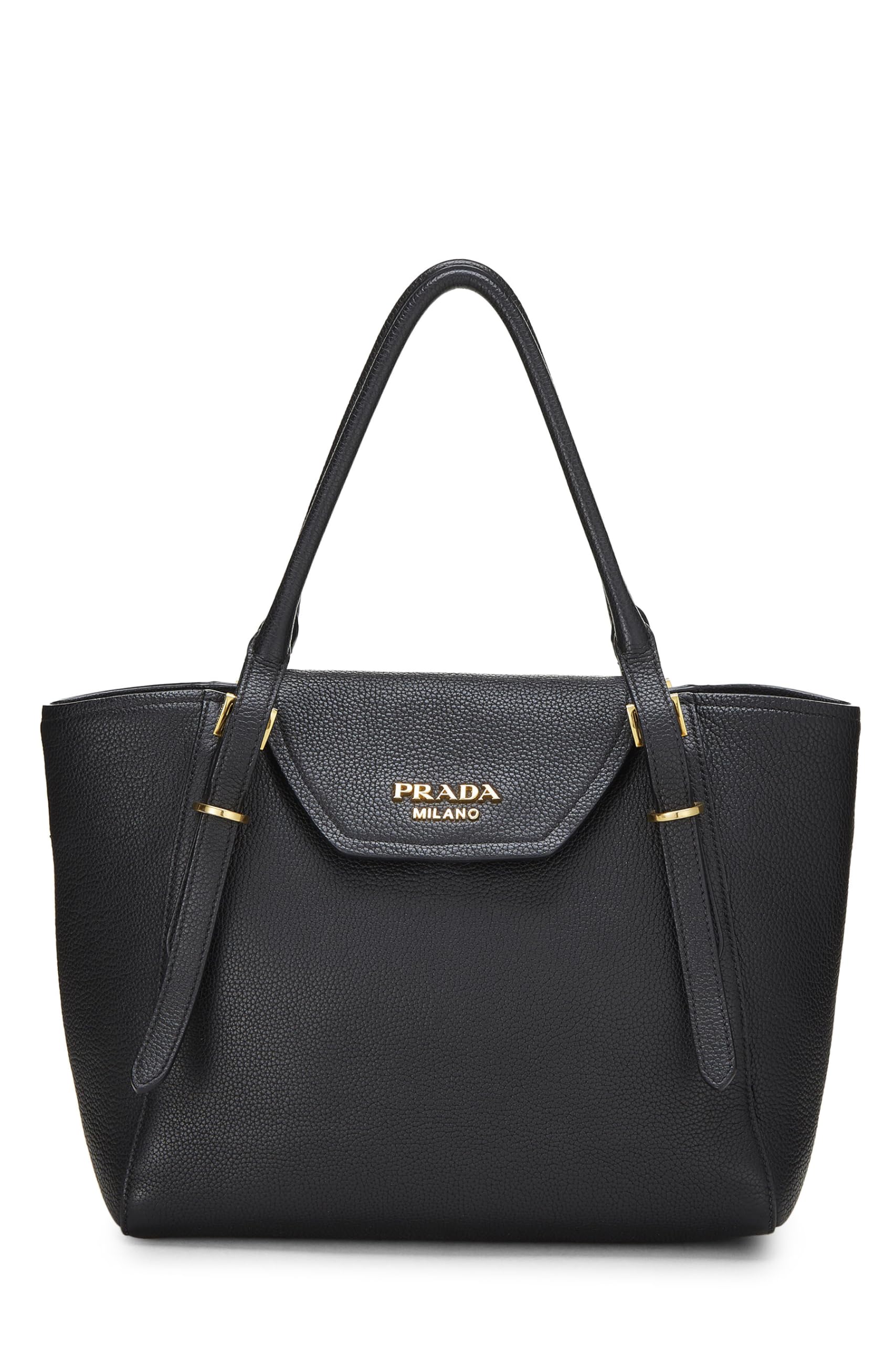 Prada Daino Convertible Tote Vitello Black Top Handle Tote Bag