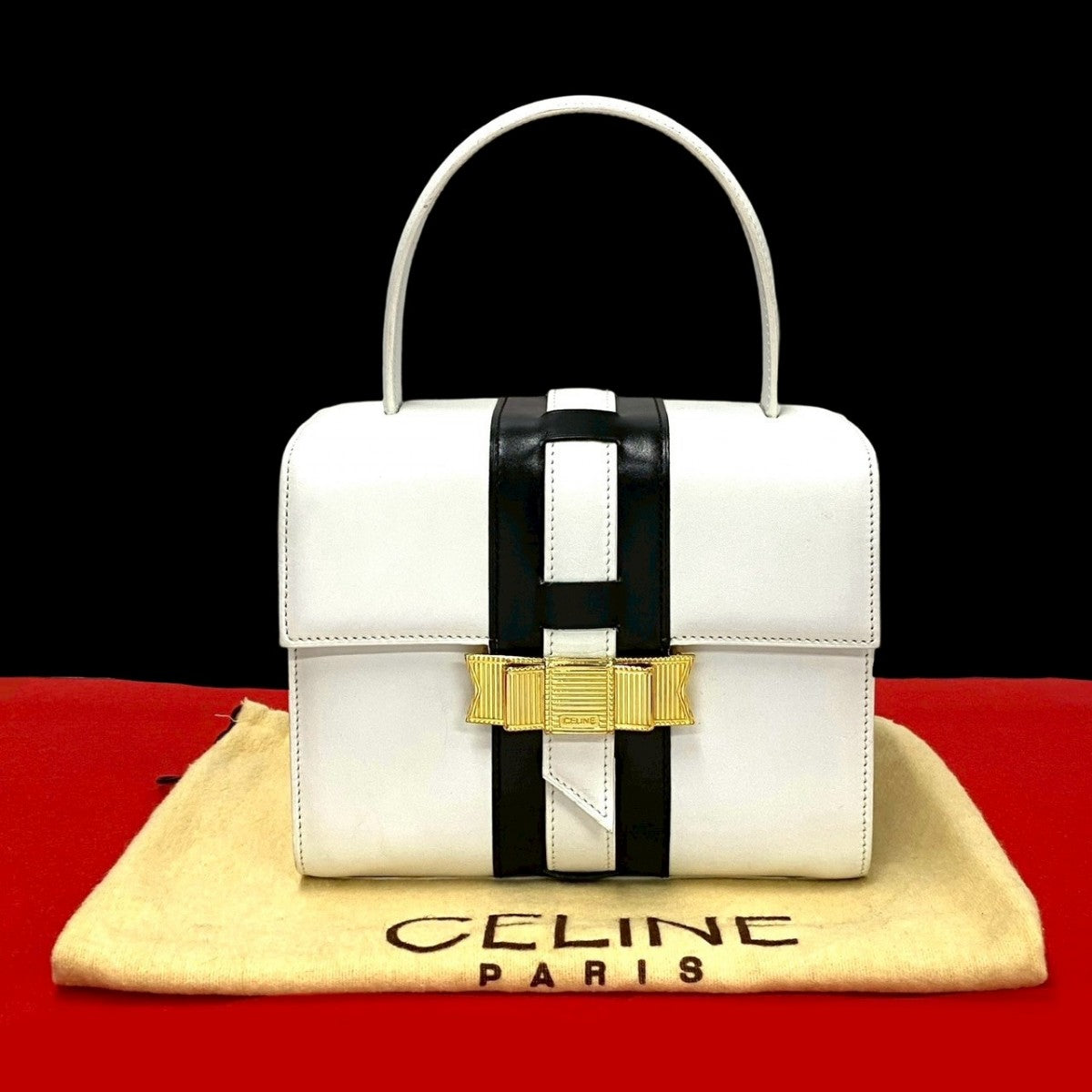 Ribbon Metal Women Leather White Travel Bag