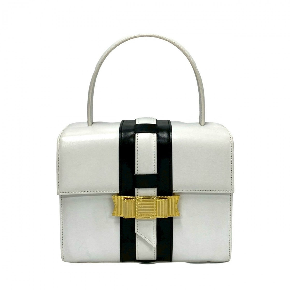 Ribbon Metal Women Leather White Travel Bag