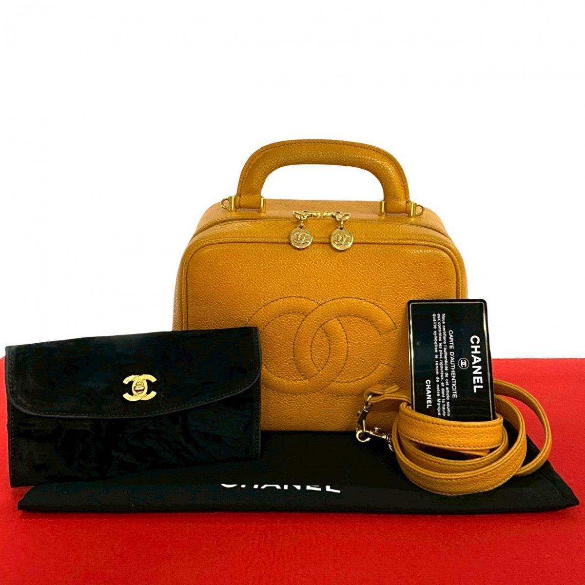 Chanel Matt caviar skin yellow COCO Mark Shoulder Bag