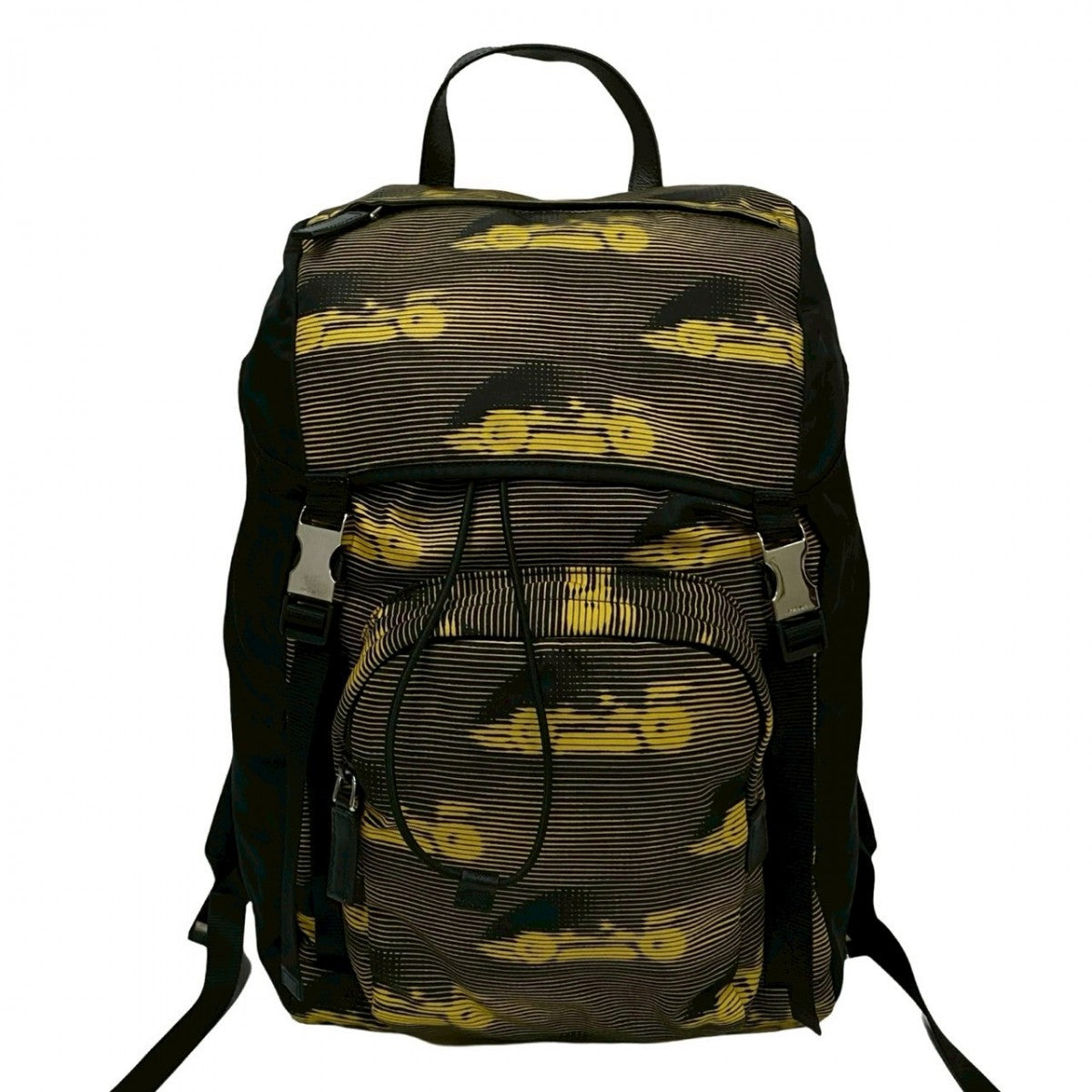 Backpack , Yellow Metal Mens Handbag Leather Nylon