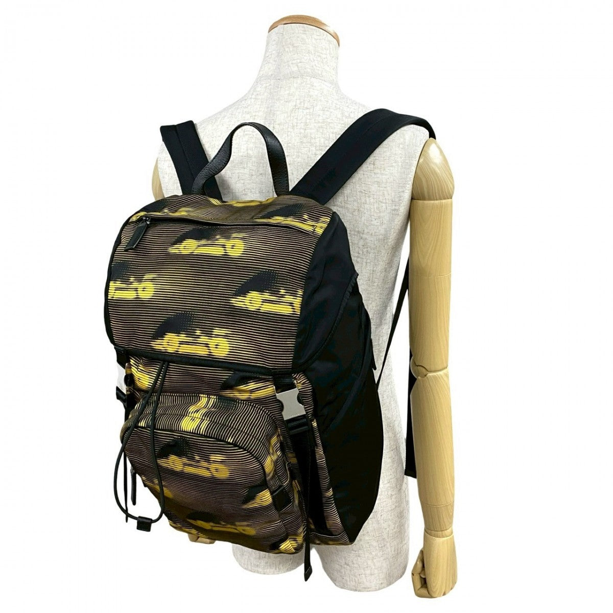 Backpack , Yellow Metal Mens Handbag Leather Nylon