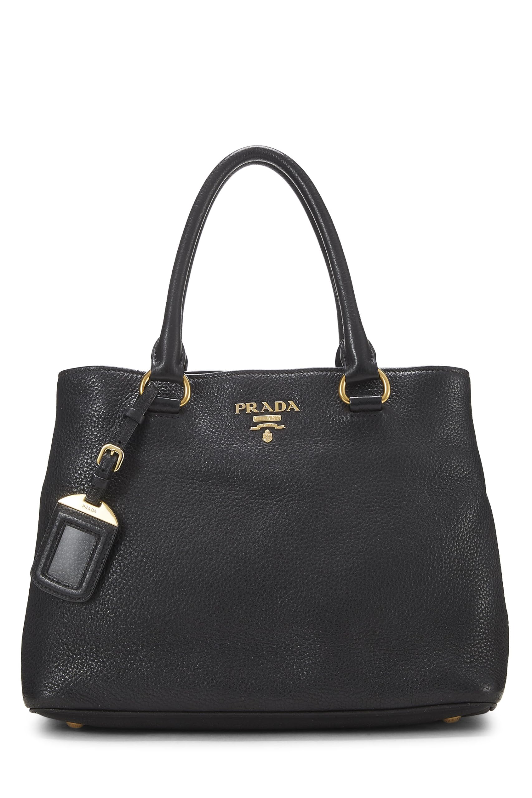Prada Daino Convertible Handbag Vitello Black Small Travel Bag