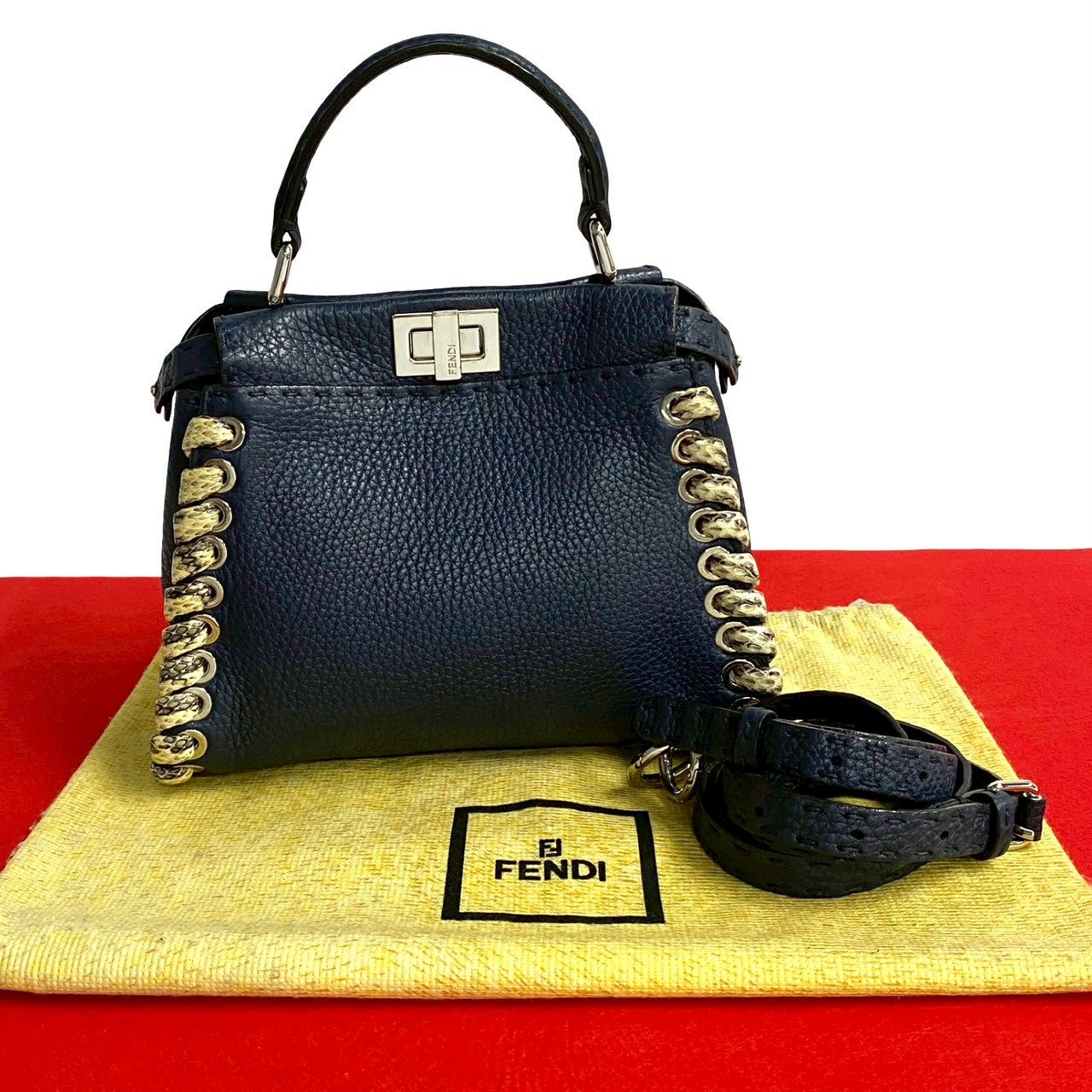 Fendi Peekaboo 2Way Bag Python Mini Travel Bag