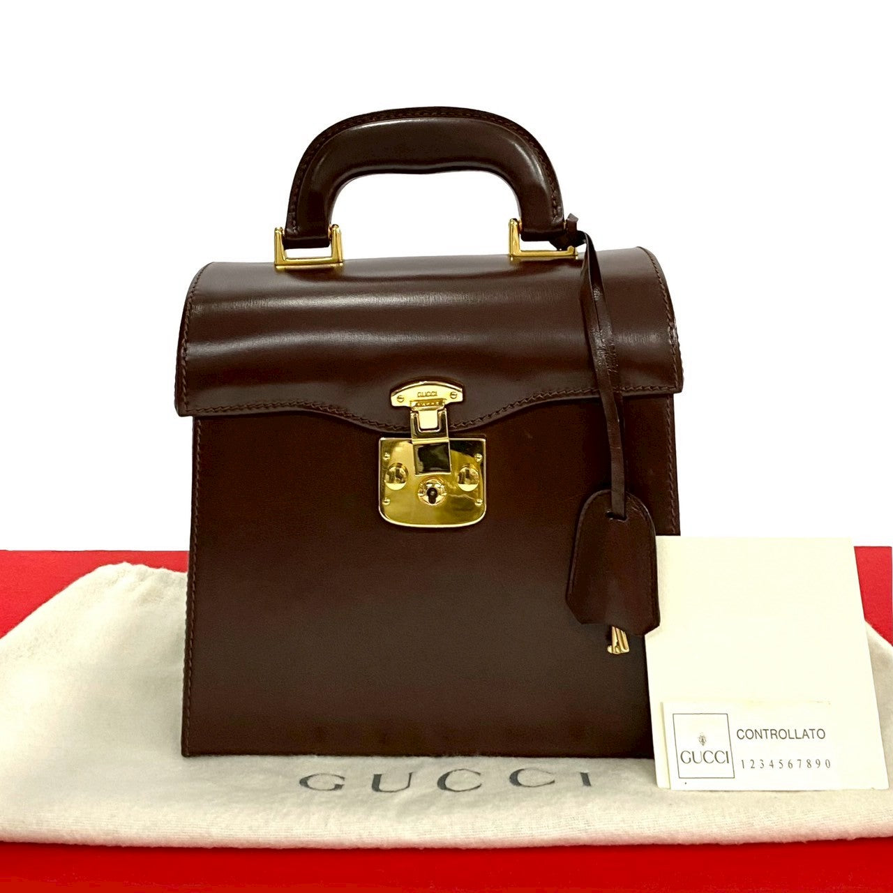 Gucci Lady Lock Handbag Leather Travel Bag