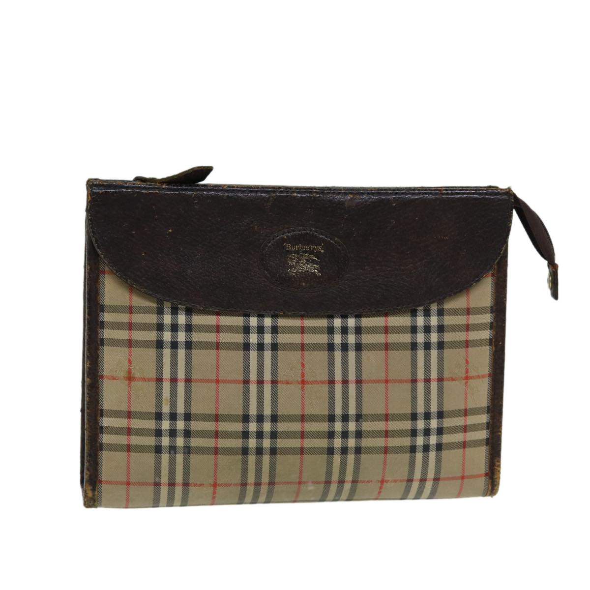 Burberry Luxury ss Nova Check Clutch Bag Auth Canvas Beige Beige Auth 81657