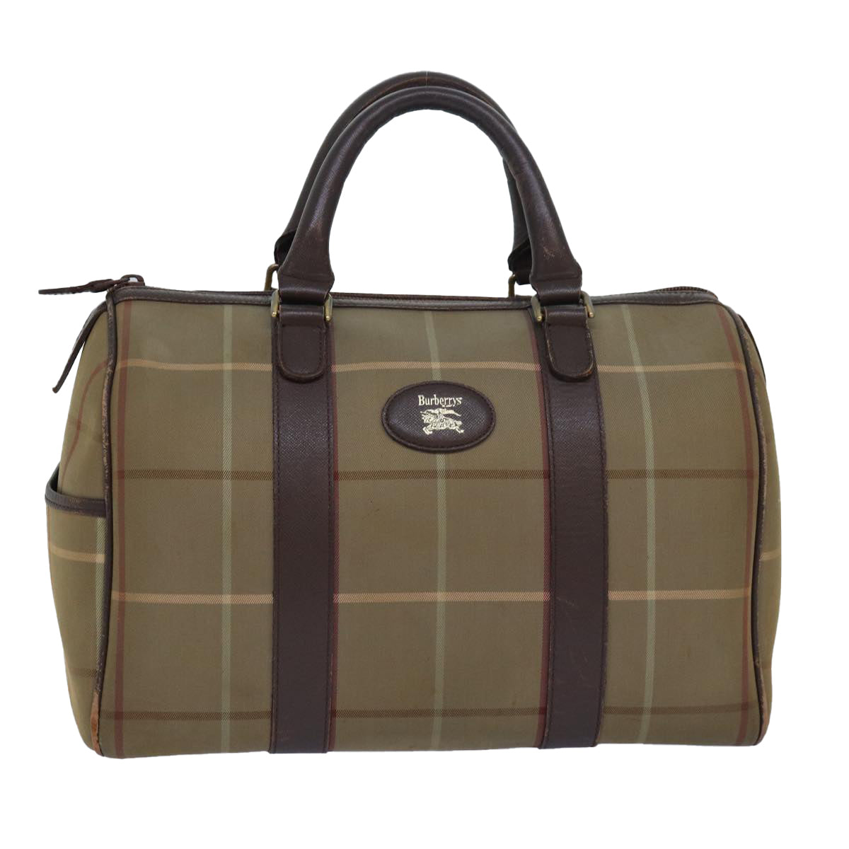 Burberry Luxury ss Nova Check Boston Bag Auth Canvas Beige Travel Bag