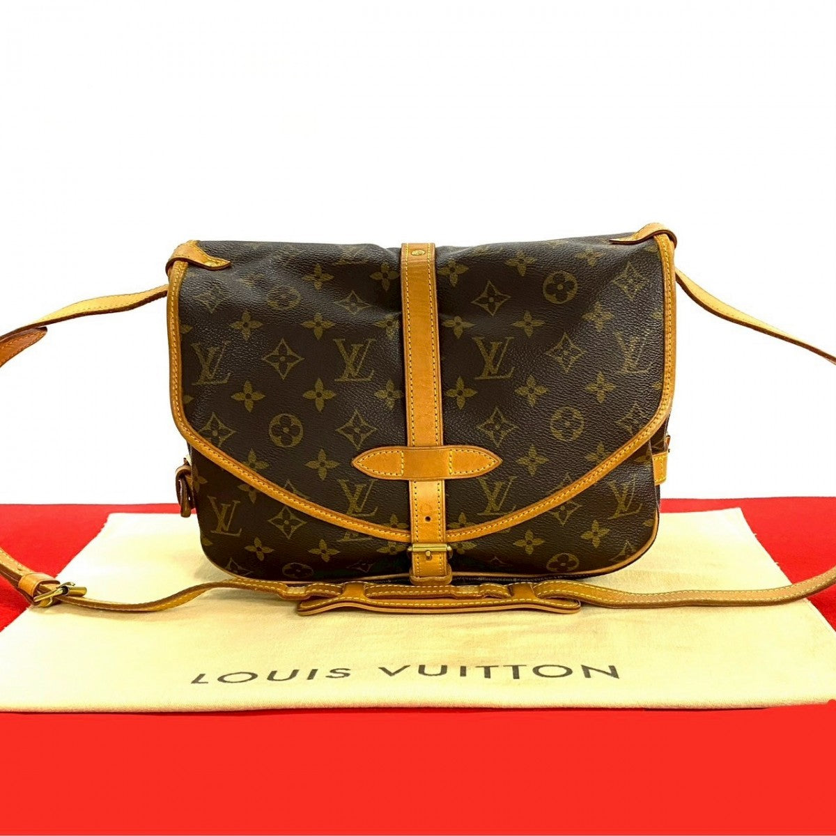 Louis Vuitton M42256 PVC Saumur30 Monogram Leather Brown Shoulder Bag
