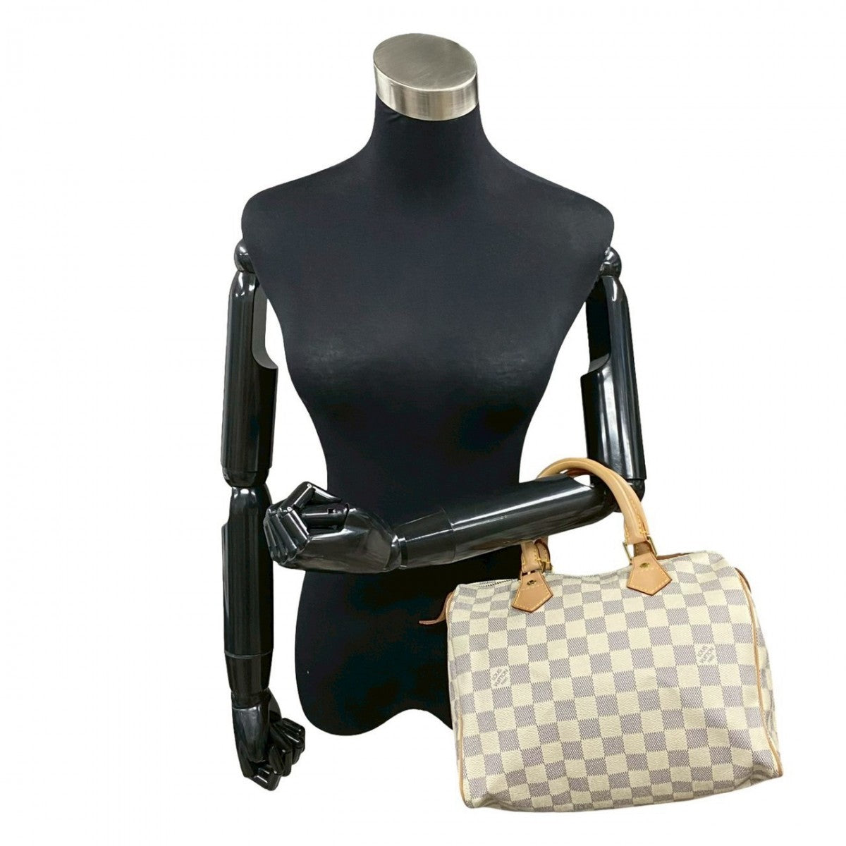 Louis Vuitton N41534 PVC Damier Azur Speedy Leather Gray Handbag