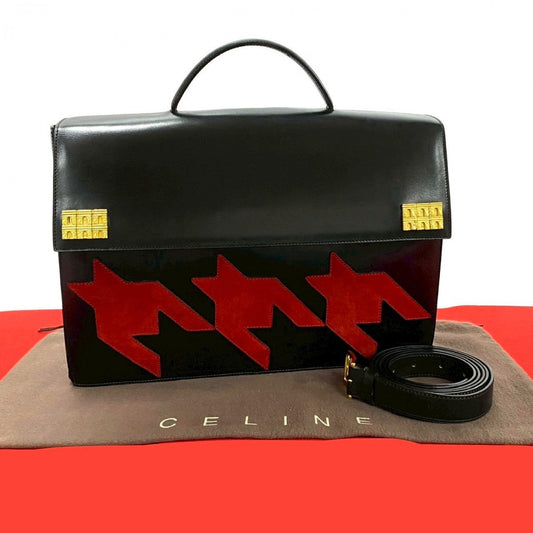 Shoulder Bag Calfskin, Arc De Triomphe Motif Leather Black