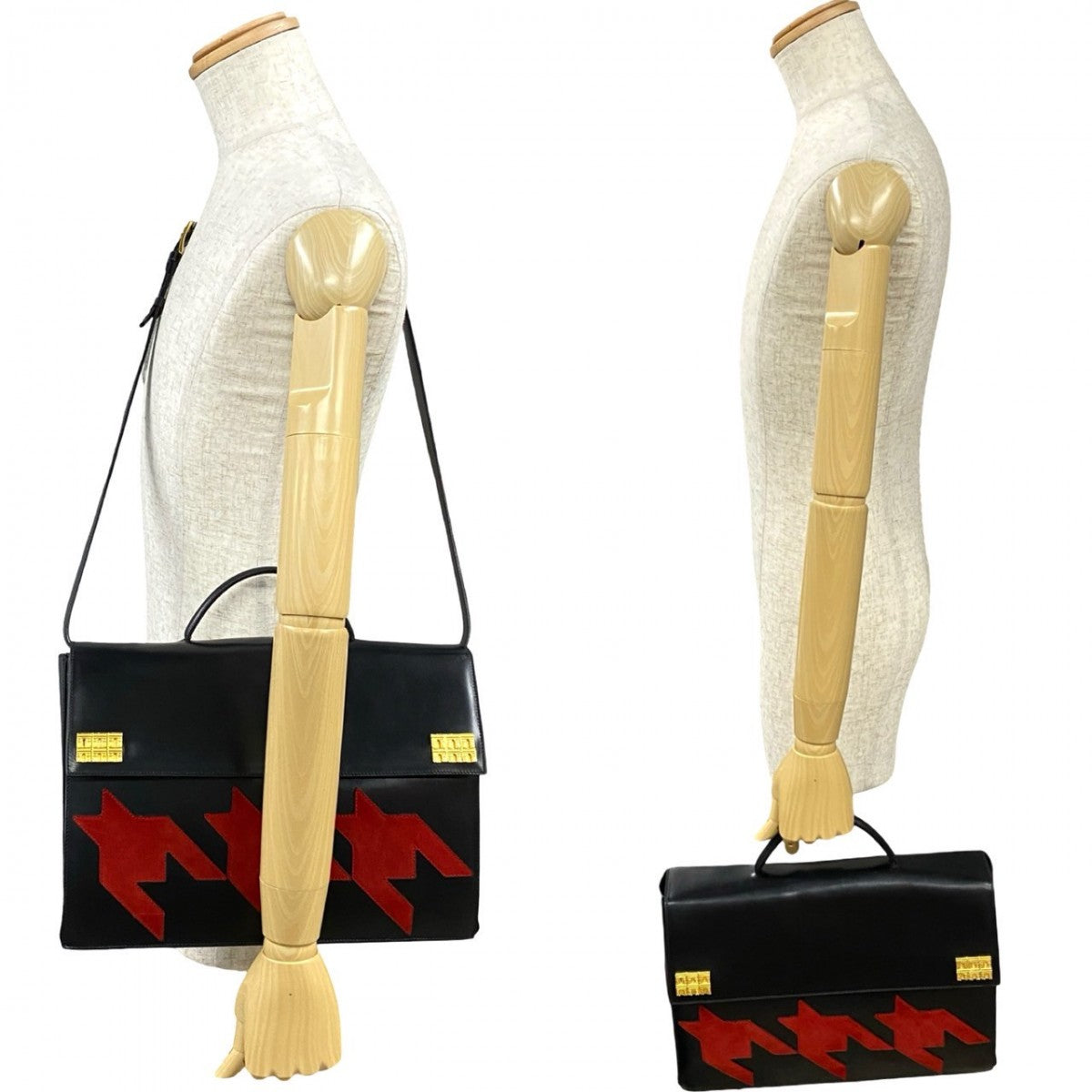 Shoulder Bag Calfskin, Arc De Triomphe Motif Leather Black