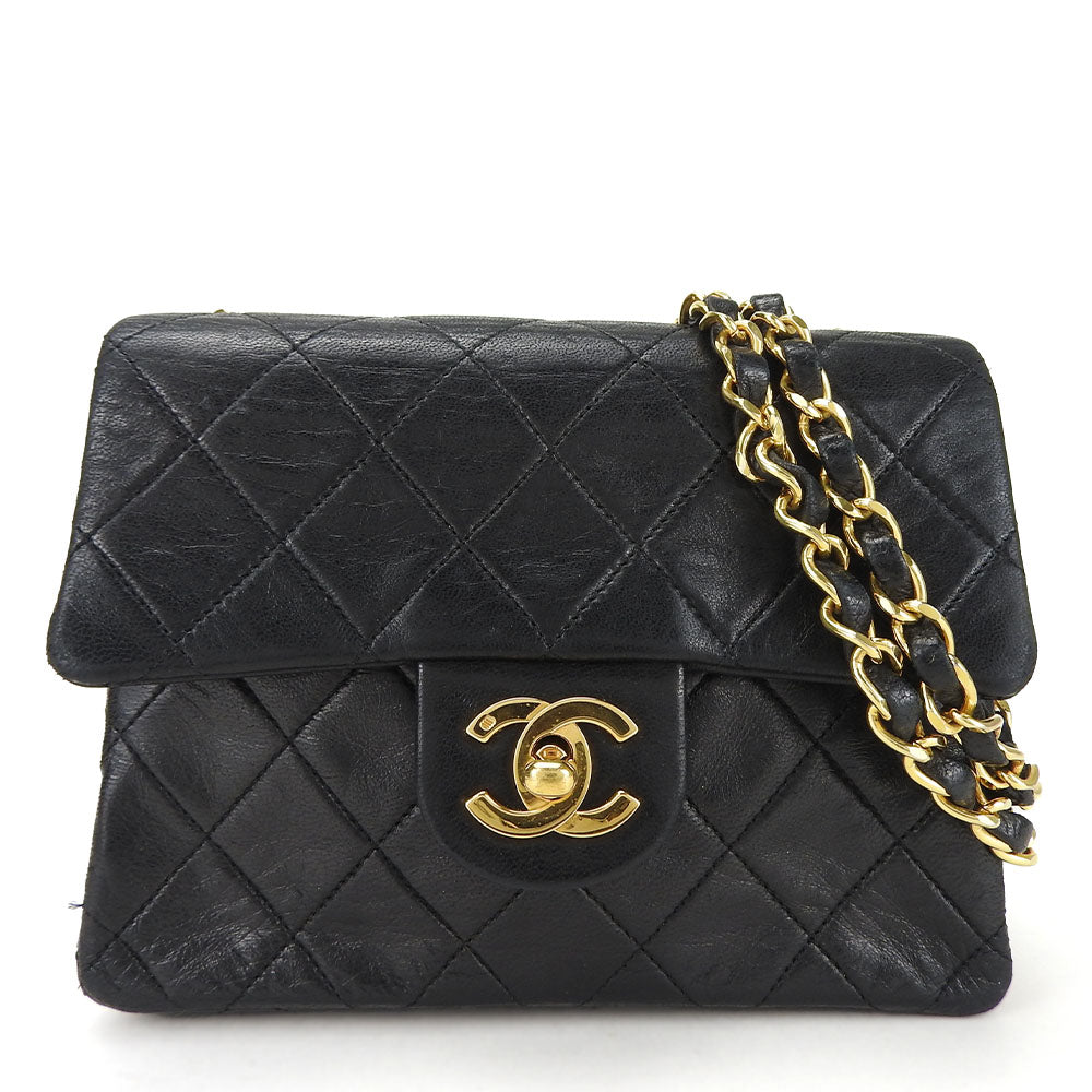 Chanel lambskin matrasse Black Shoulder Bag 4