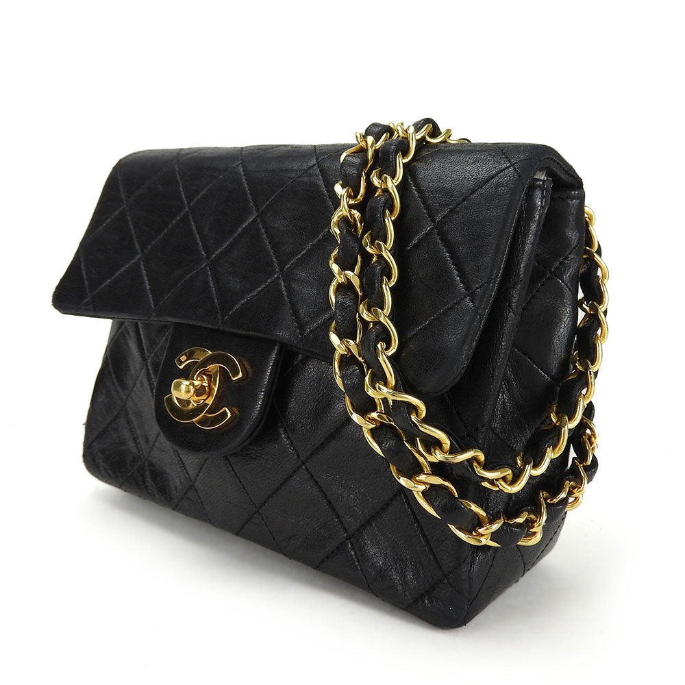 Chanel lambskin matrasse Black Shoulder Bag 4