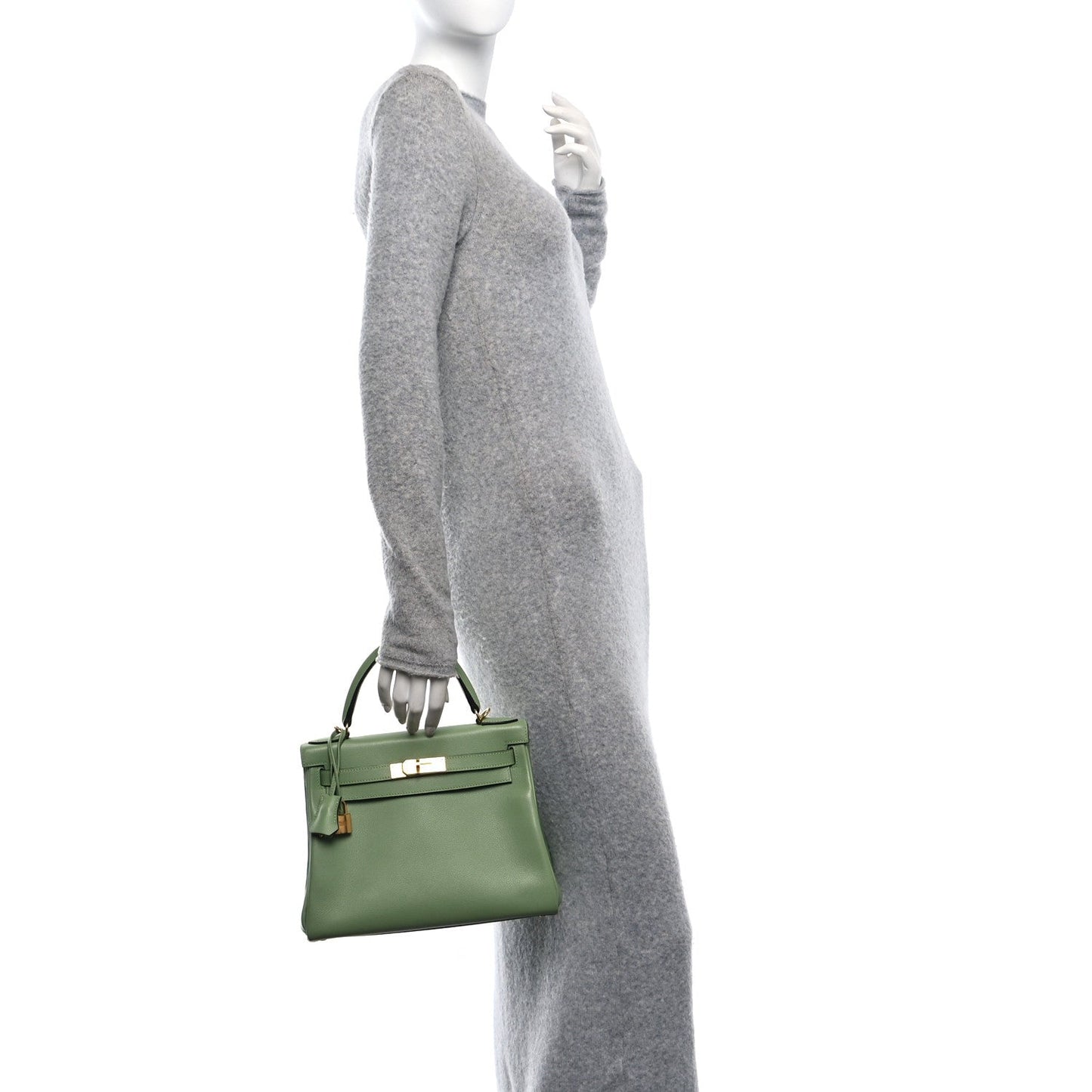 Hermes Evercolor Kelly Retourne Vert Criquet Handbag Travel Bag