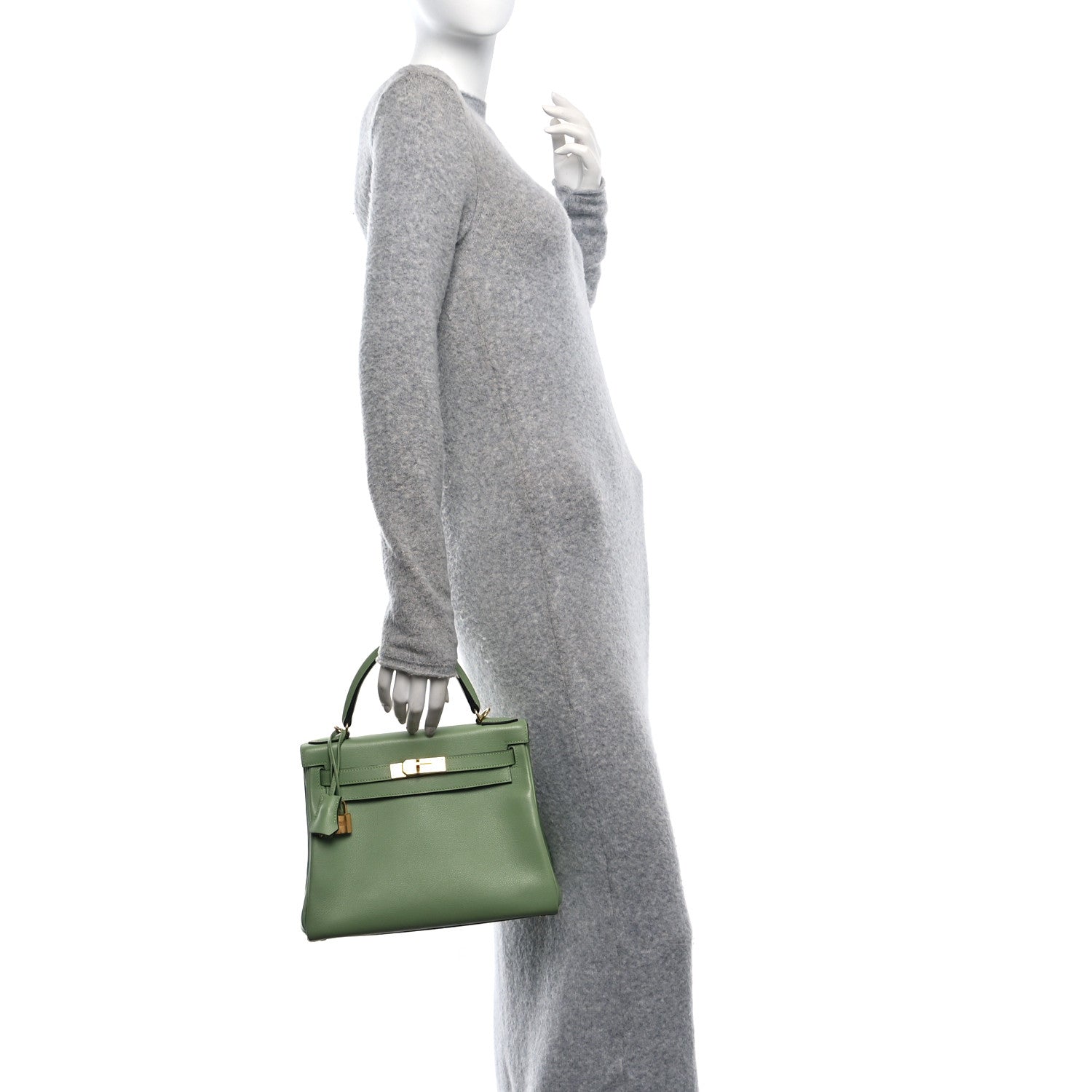 Hermes Evercolor Kelly Retourne Vert Criquet Handbag Travel Bag
