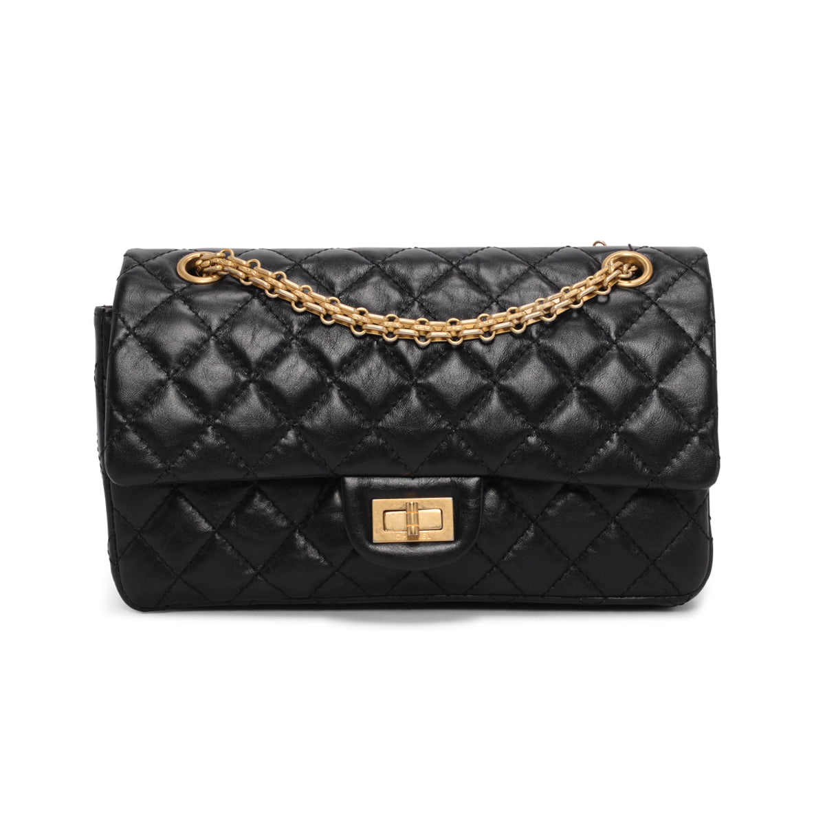 Chanel Black Distressed Calfskin 2.55 Reissue 225 Keychain