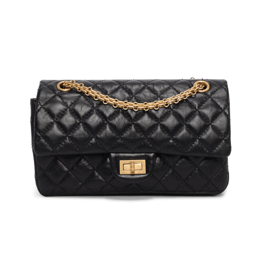 Chanel Black Distressed Calfskin 2.55 Reissue 225 Keychain