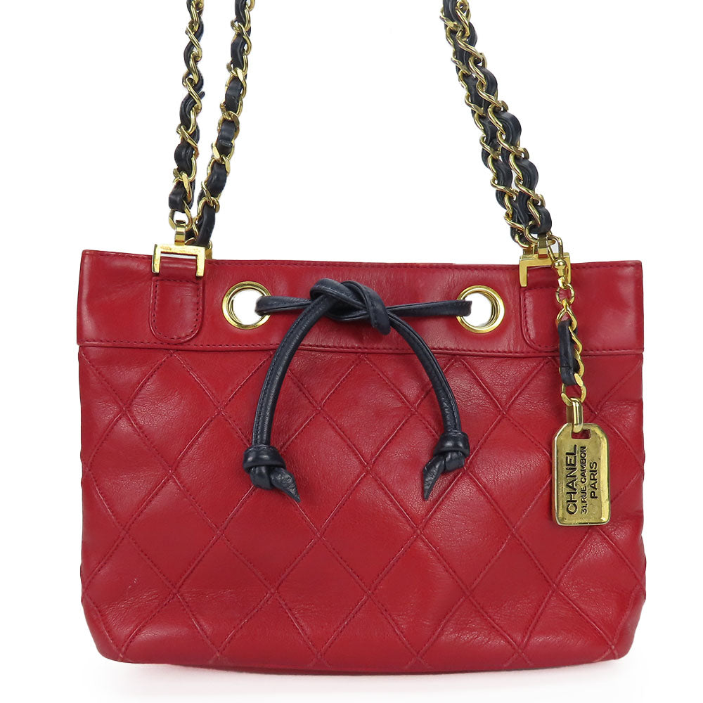 Chanel lambskin Bicolole Red Shoulder Bag