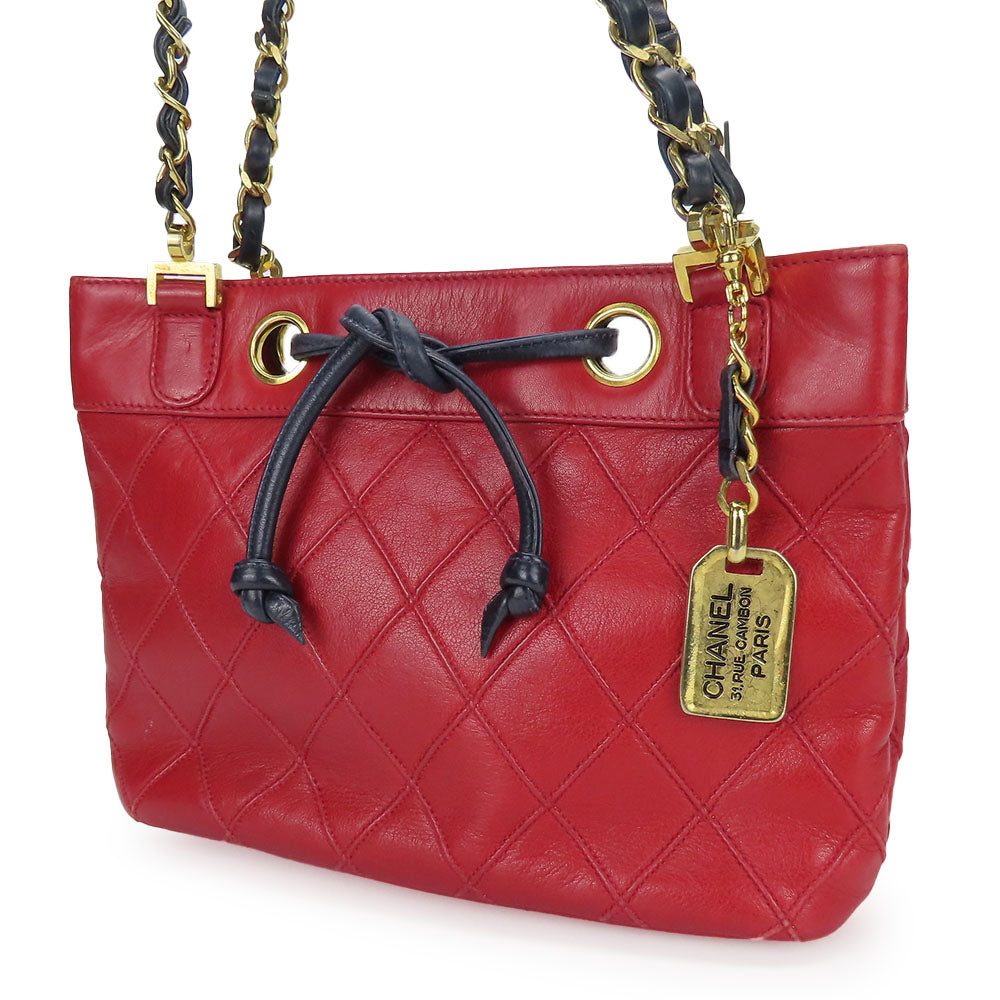 Chanel lambskin Bicolole Red Shoulder Bag