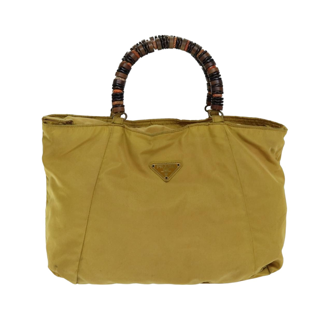 Prada Hand Bag Auth Nylon Yellow Travel Bag Yellow Auth 81824