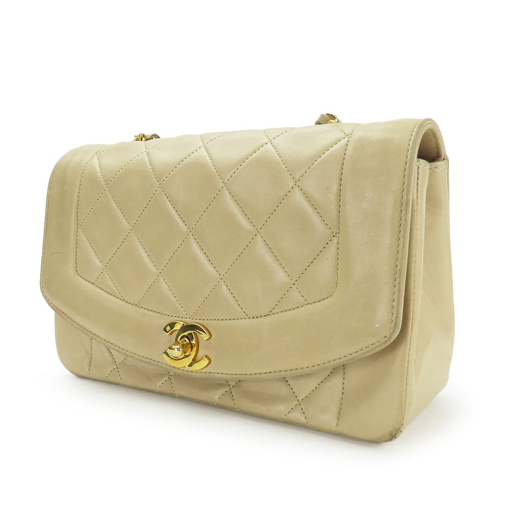 Chanel lambskin Diana Beige Shoulder Bag