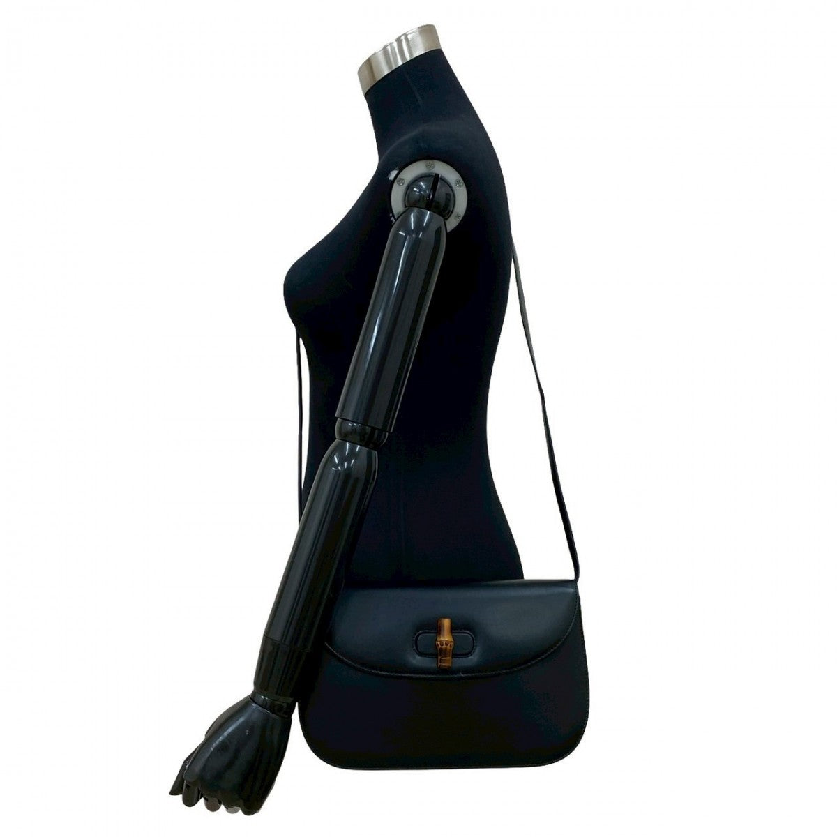 Gucci Bamboo Turn lock Bamboo Leather Black Shoulder Bag