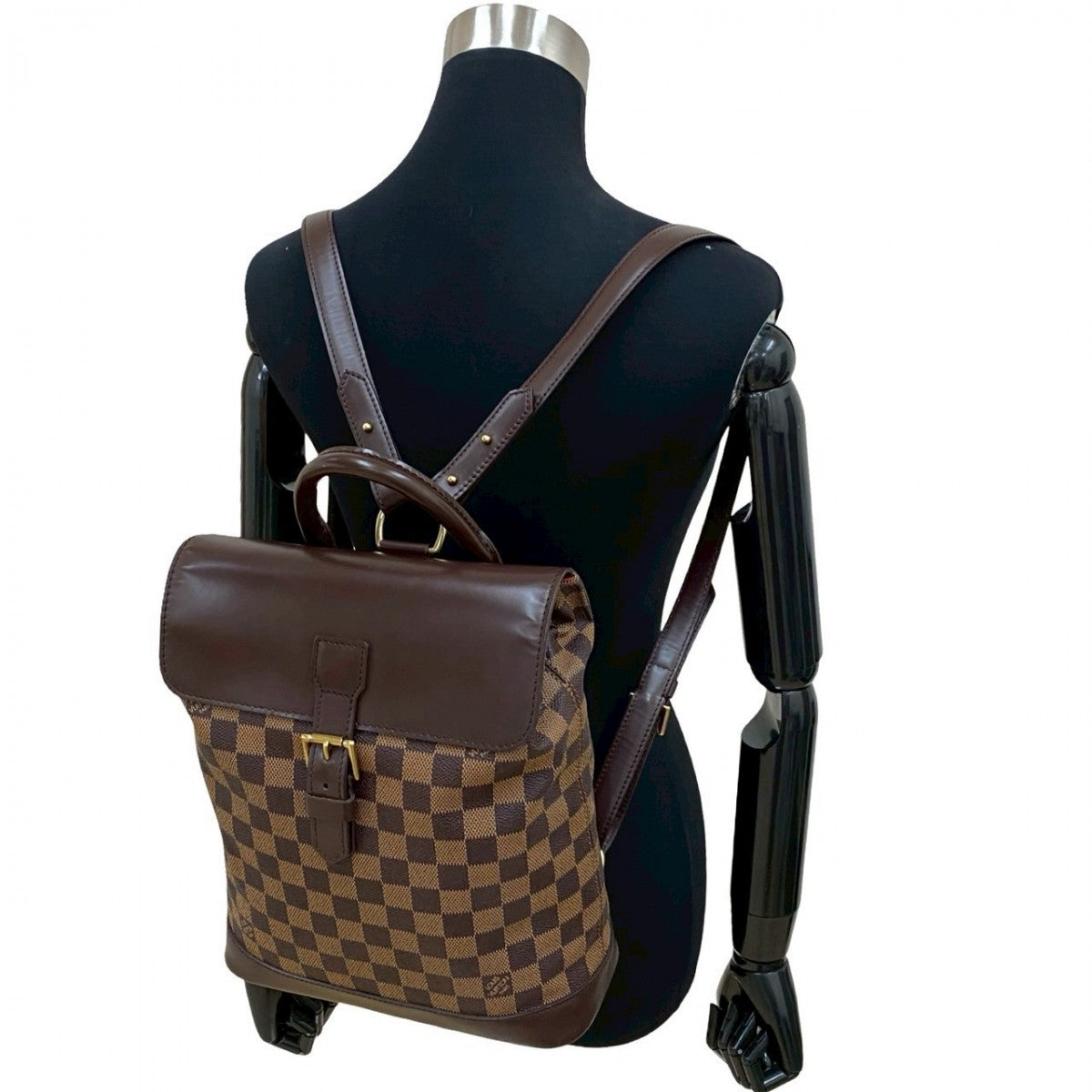 Louis Vuitton Backpack N51132 PVC Damier Leather Brown Shoulder Bag