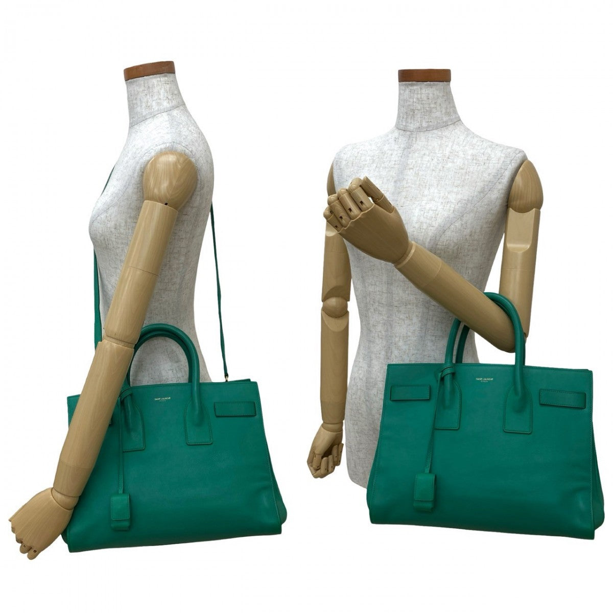 YSL Saint Laurent Yves Shoulder Bag Sac De Jules Leather Green