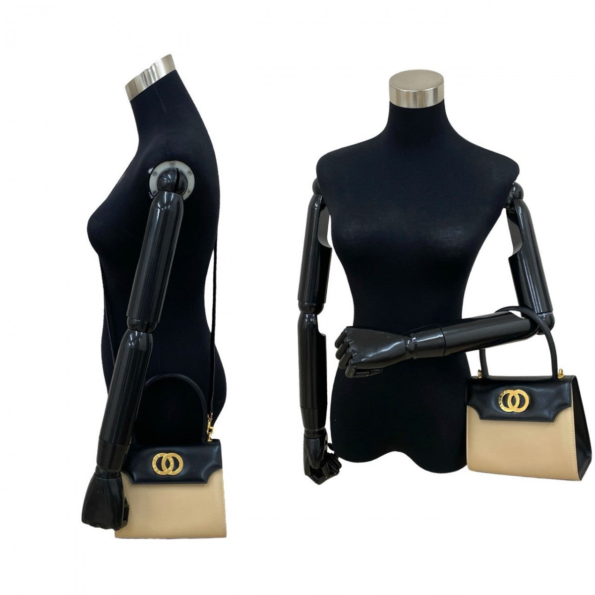 Shoulder Bag Calfskin, Circle Metal Women Leather Black