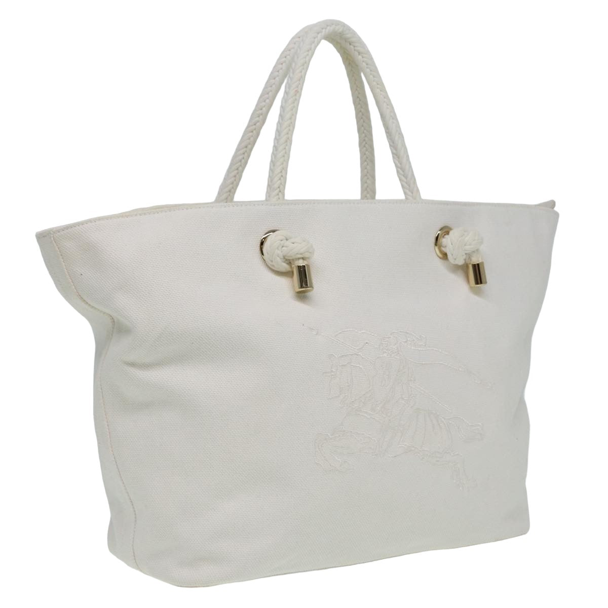 Burberry Luxury Tote Bag Auth Canvas White