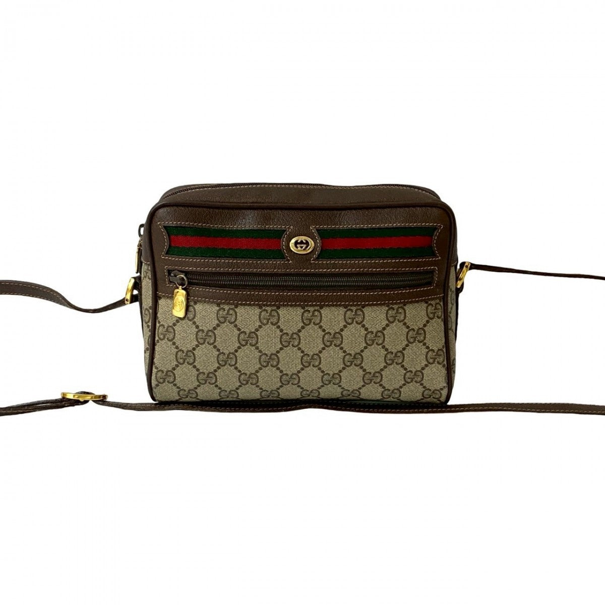 Gucci PVC GG Metal Sherry line Leather Brown Logo Shoulder Bag 3