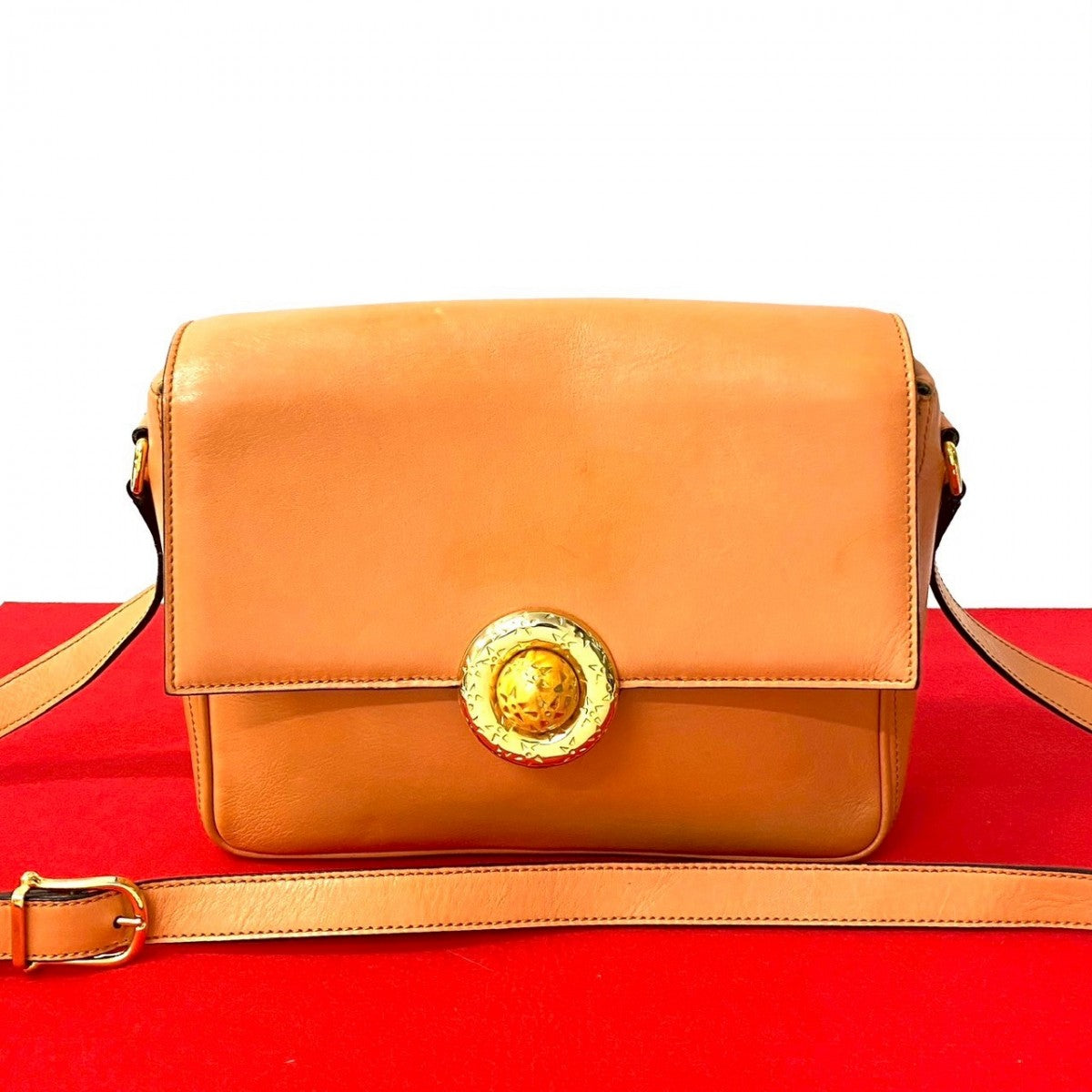 Shoulder Bag Orange Star Ball Metal Women Leather