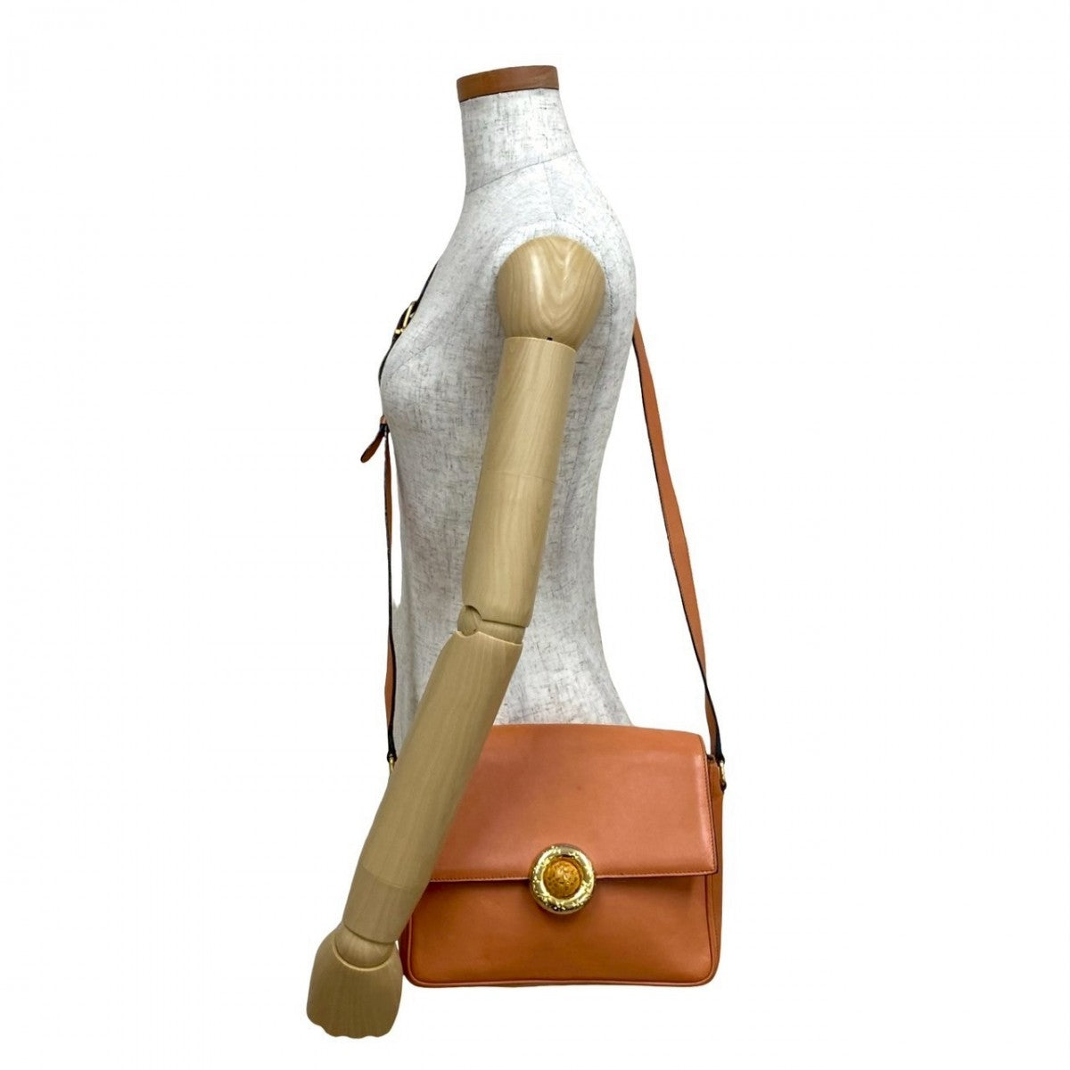 Shoulder Bag Orange Star Ball Metal Women Leather