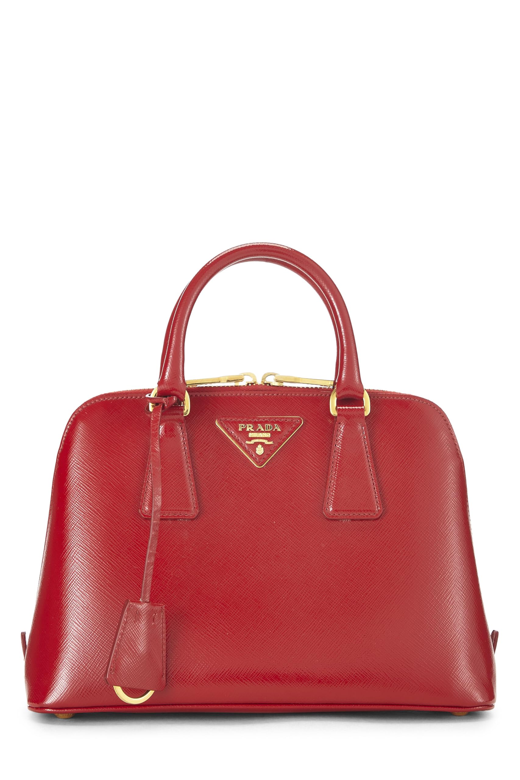 Prada Vernice Promenade Luxury Handbag Saffiano Red Small Travel Bag