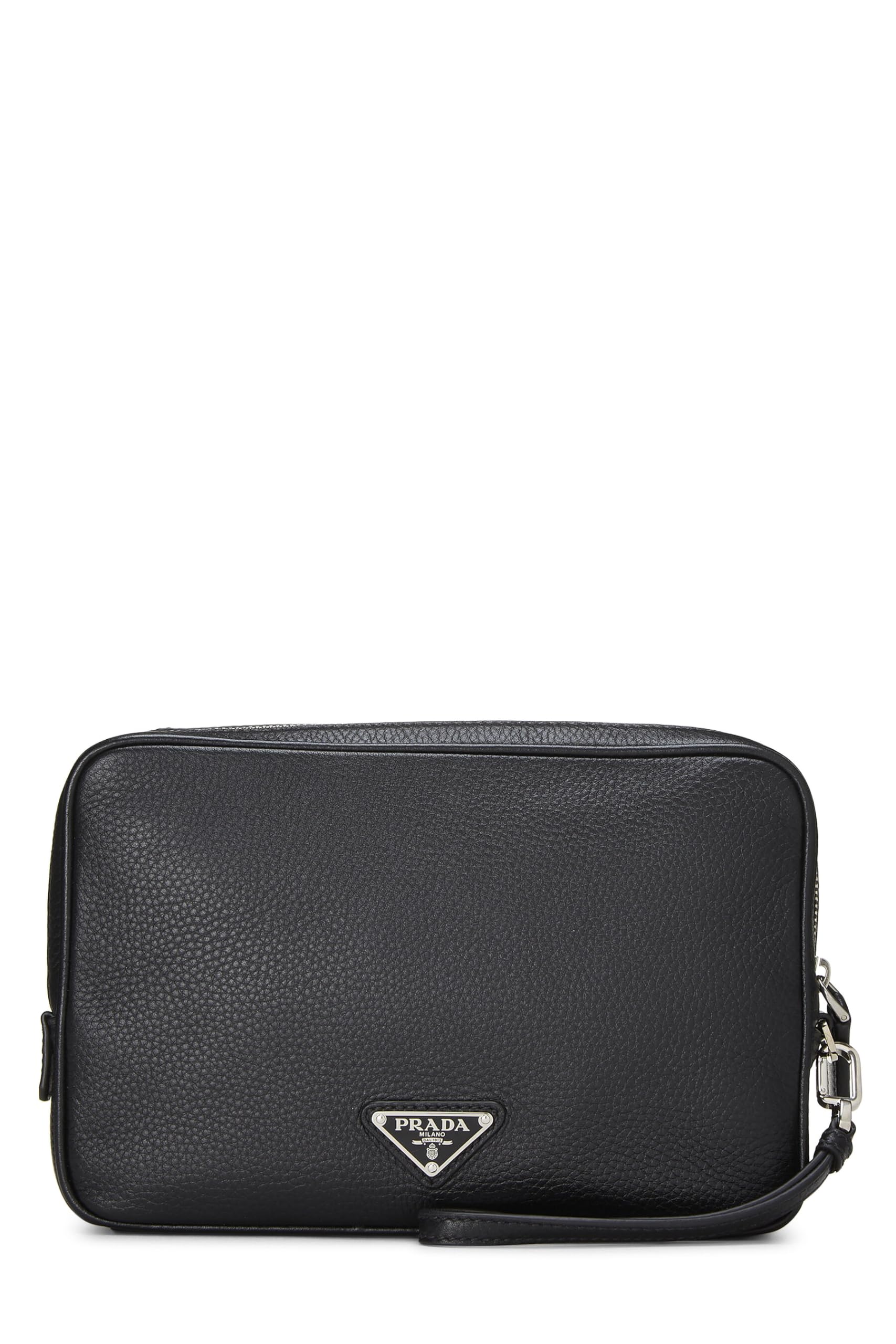 Prada Daino Clutch Leather Vitello Black Clutch Bag