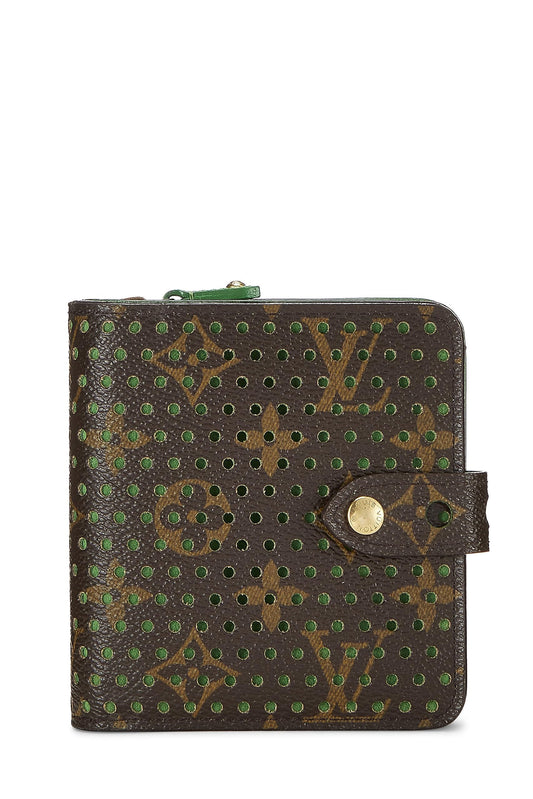 Louis Vuitton,  Green Monogram Canvas Perforated Zippy Compact, Green